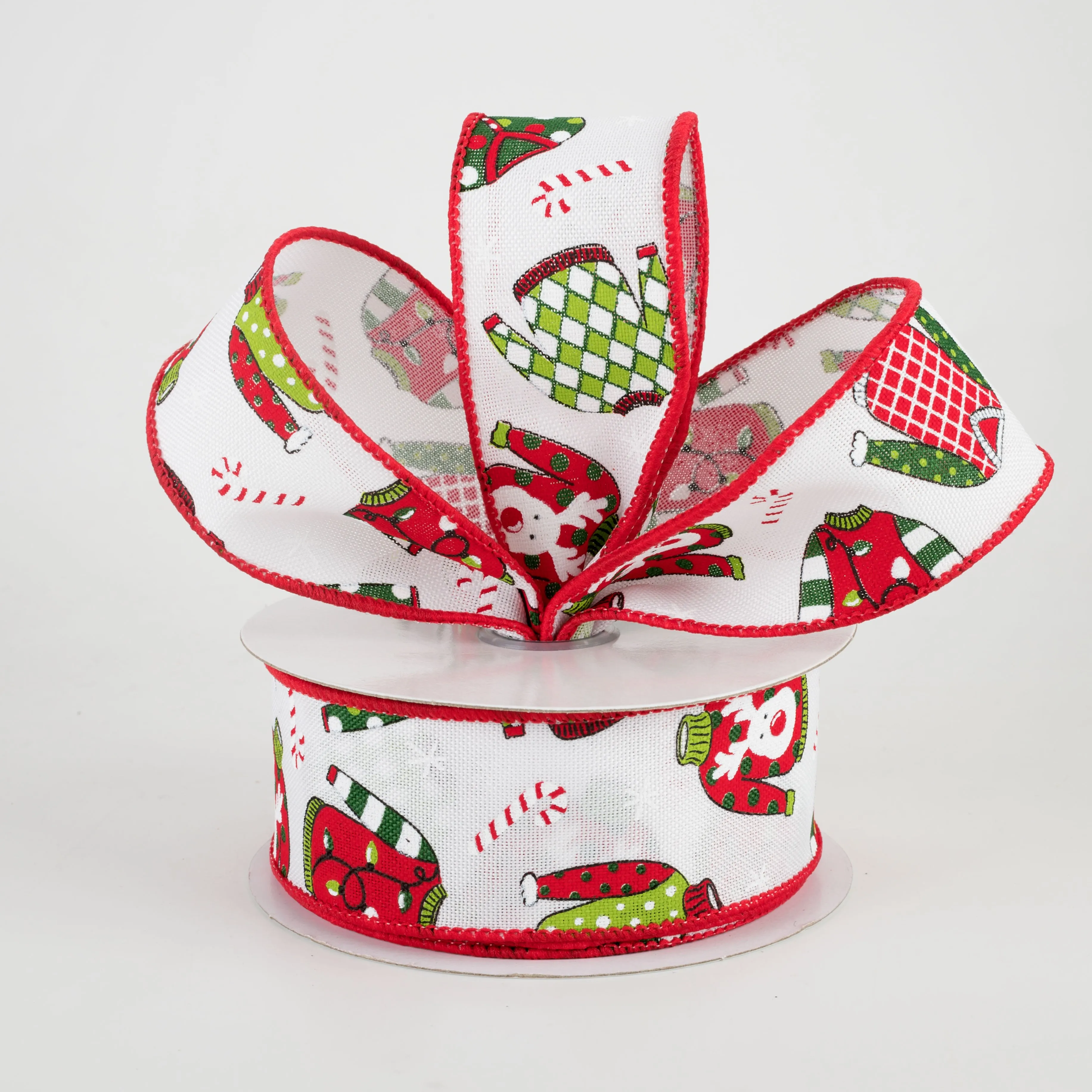 1.5" Ugly Christmas Sweaters Ribbon: White (10 Yards)