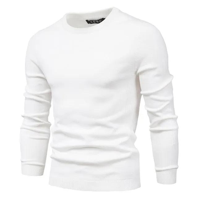 2021 Spring New Casual Solid Thick Wool Cotton Sweater Pullovers Men Fashion