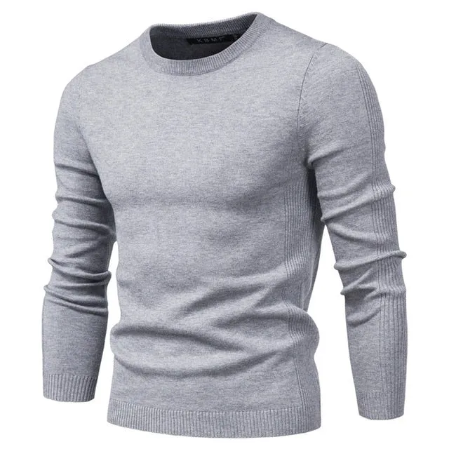 2021 Spring New Casual Solid Thick Wool Cotton Sweater Pullovers Men Fashion