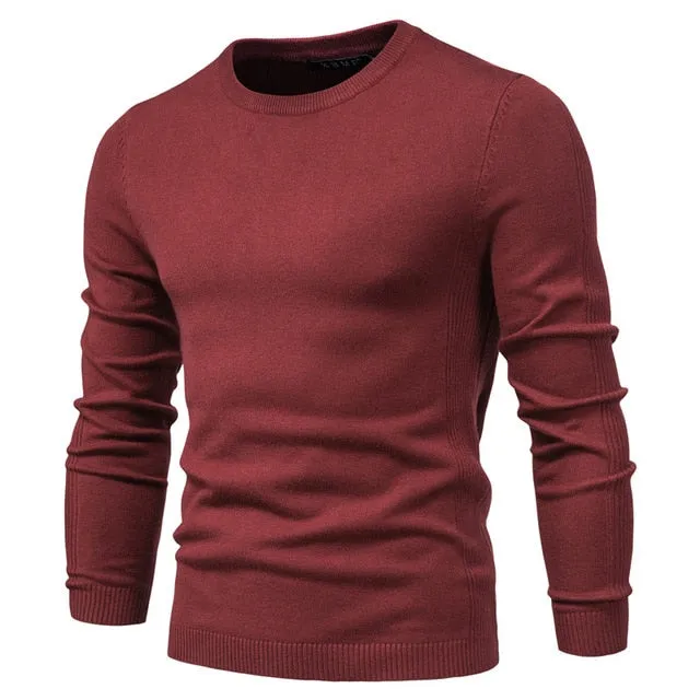 2021 Spring New Casual Solid Thick Wool Cotton Sweater Pullovers Men Fashion