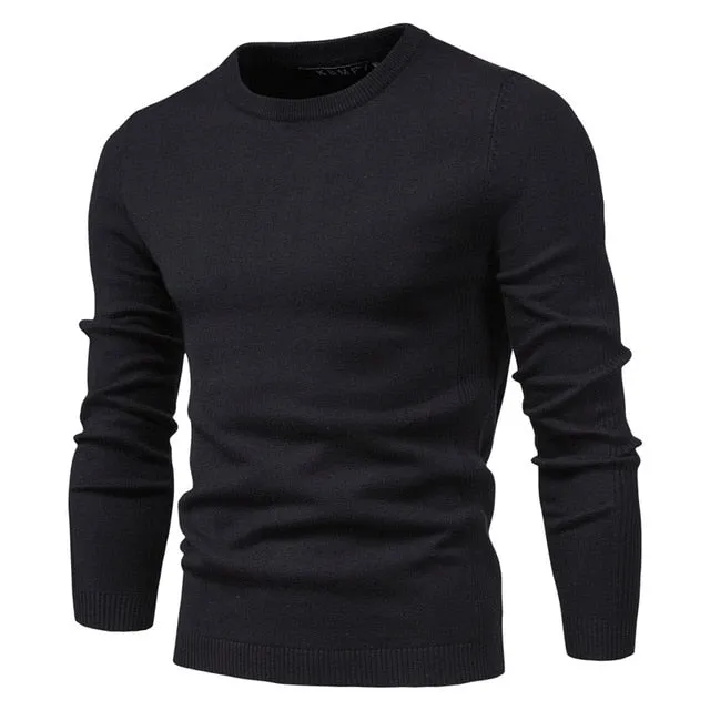 2021 Spring New Casual Solid Thick Wool Cotton Sweater Pullovers Men Fashion