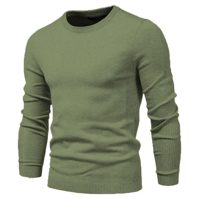 2021 Spring New Casual Solid Thick Wool Cotton Sweater Pullovers Men Fashion