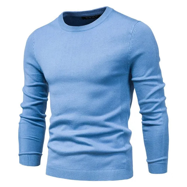 2021 Spring New Casual Solid Thick Wool Cotton Sweater Pullovers Men Fashion