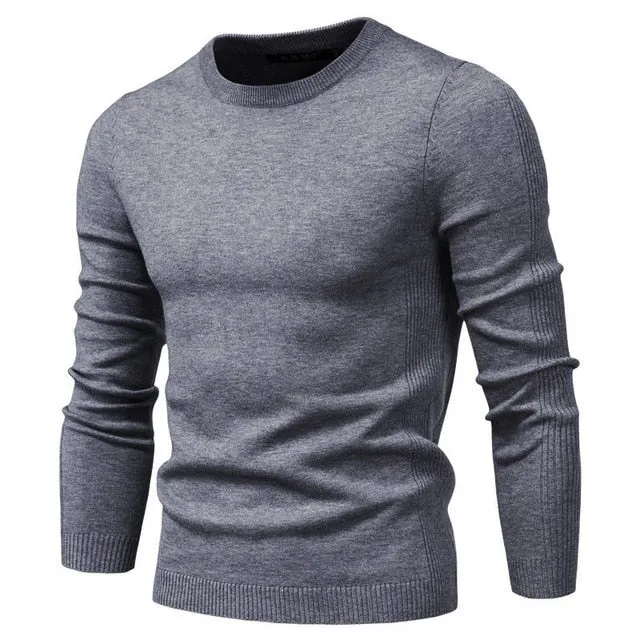 2021 Spring New Casual Solid Thick Wool Cotton Sweater Pullovers Men Fashion