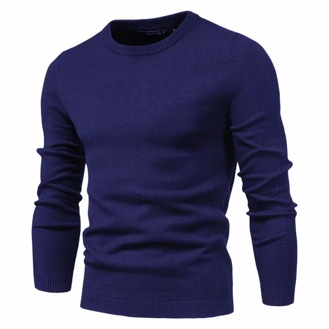 2021 Spring New Casual Solid Thick Wool Cotton Sweater Pullovers Men Fashion