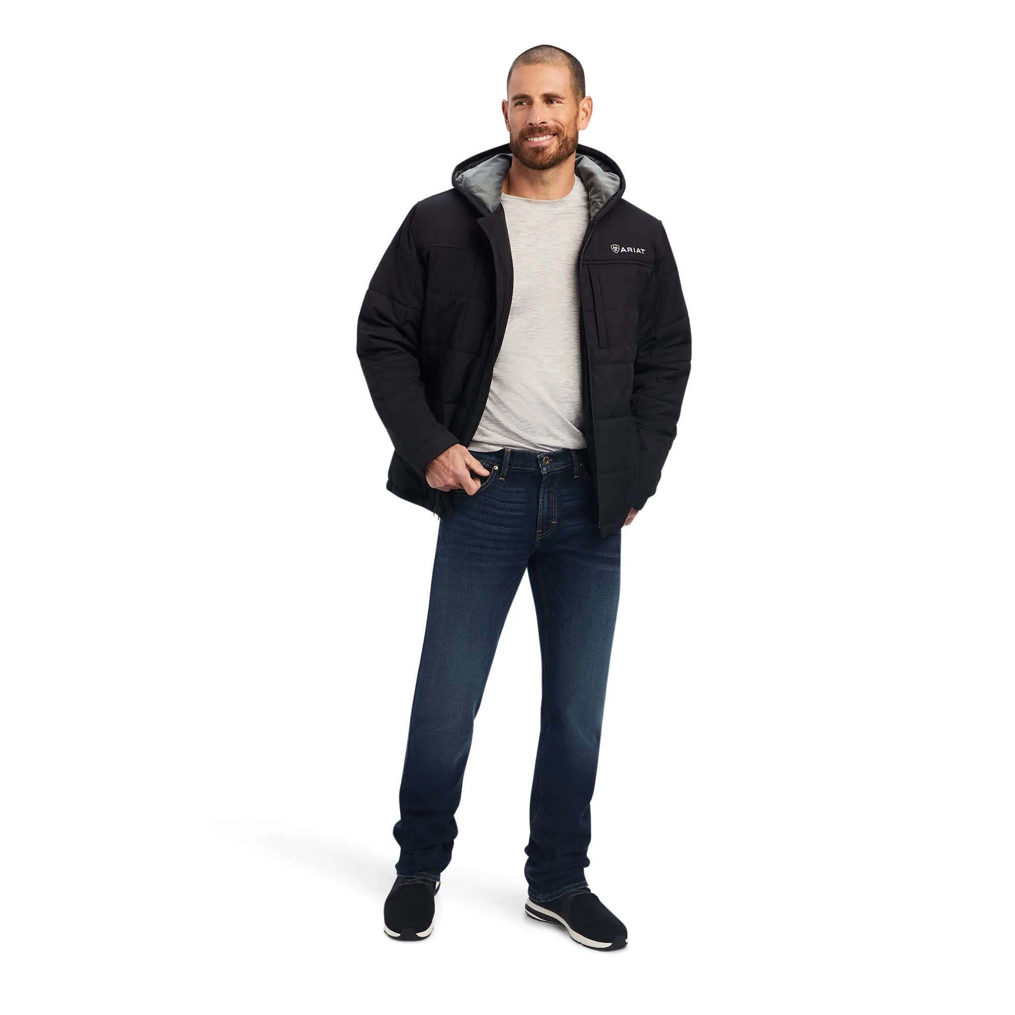 Ariat® Men's Crius Hooded Insulated Black Jacket 10041649