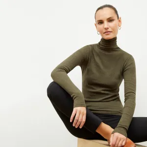 Axam Turtleneck - Ribbed Pima Cotton :: Army Melange