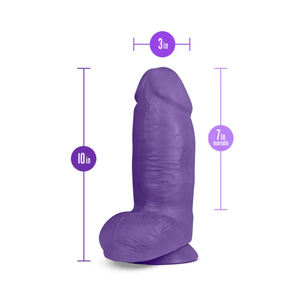 Blush Au Naturel Bold Chub 10 in. Posable Dual Density Dildo with Balls & Suction Cup Purple