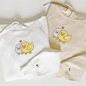 Cute Duck Couple Matching Hoodies - Custom Embroidered Sweatshirts For Couples