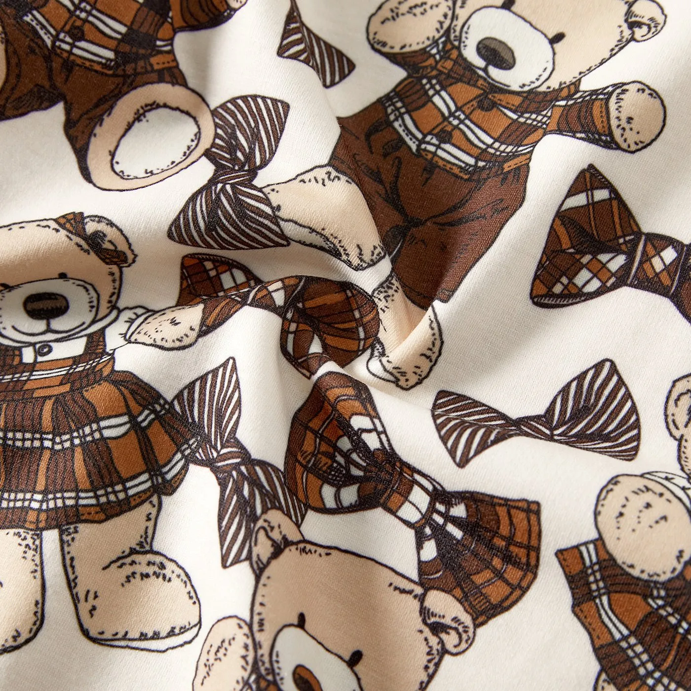 Family Matching Bear Print Knitted Tops