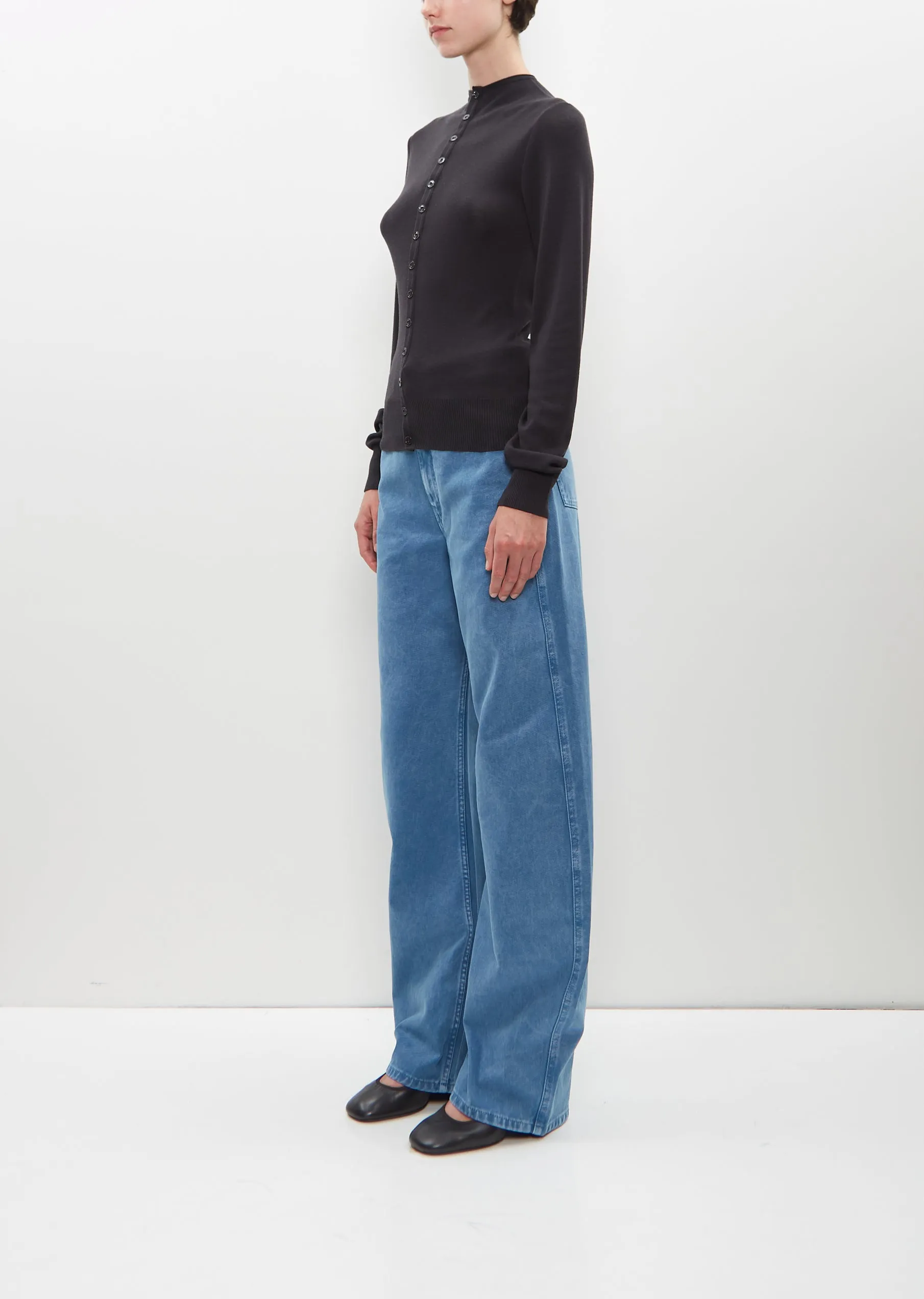 Fitted Seamless Cardigan — Granite Black