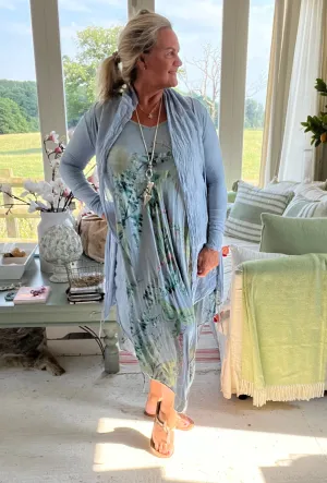 Florence Cotton Cardigan Wrap in Blue