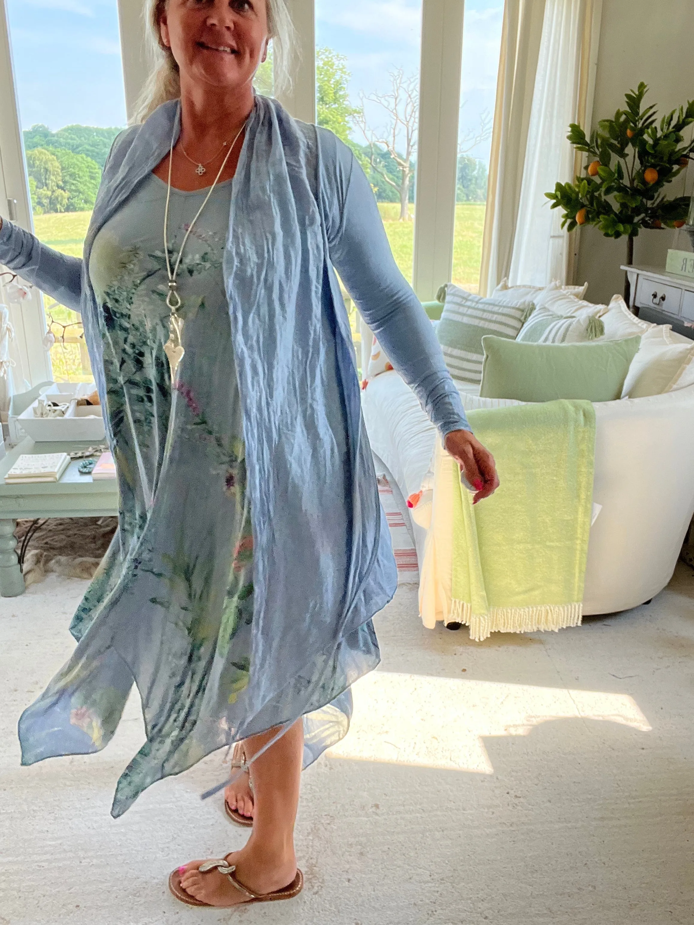 Florence Cotton Cardigan Wrap in Blue