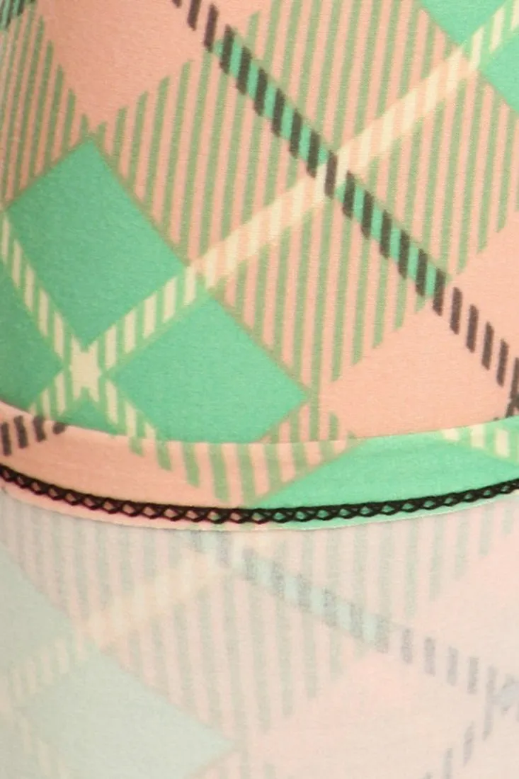 Green Pastel Argyle Design Leggings