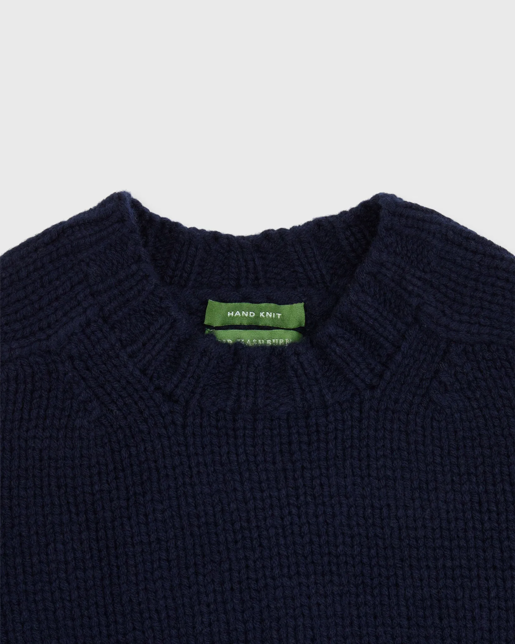 Hand-Knit Luxe Crewneck Sweater in Navy Escorial Wool