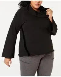 Ideology Women's Cowl-Neck Velour-Trim Pullover Top
