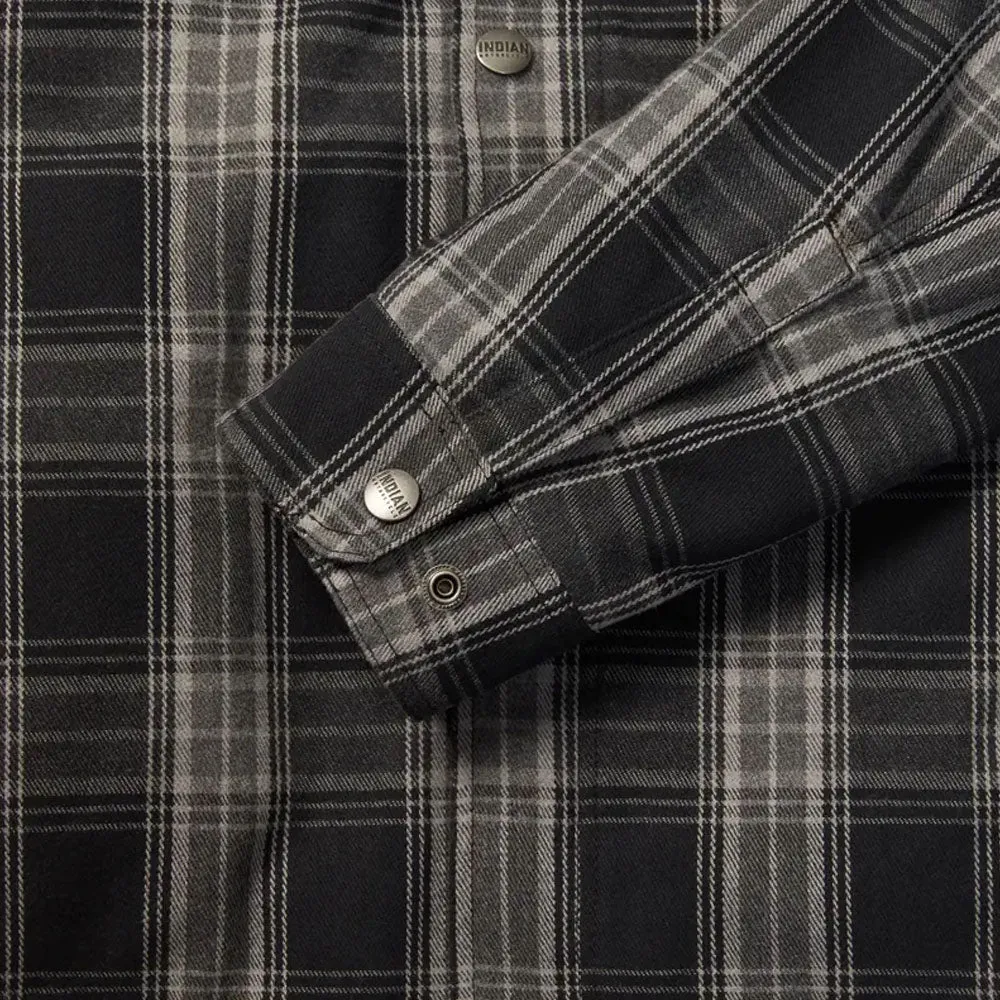 Indian Motorcycle  Mens Canyon Plaid Shirt Soft Durable Comfortable Cotton Black