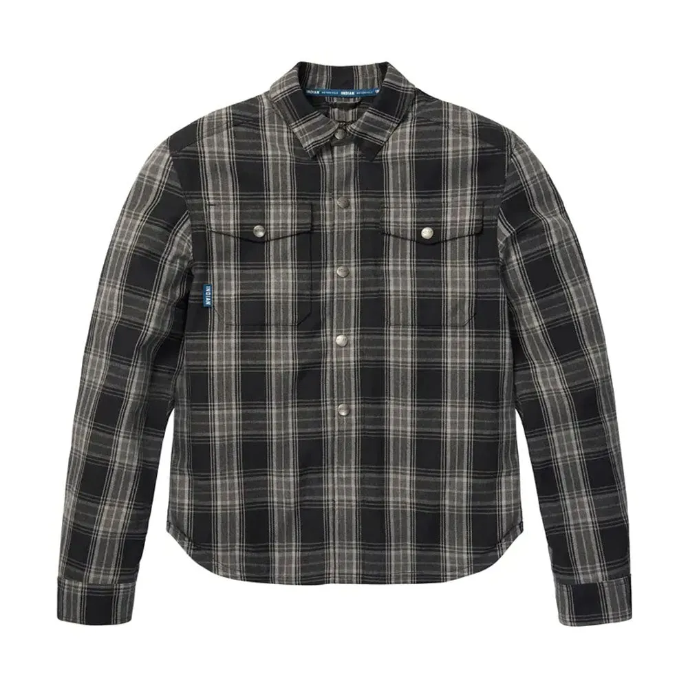 Indian Motorcycle  Mens Canyon Plaid Shirt Soft Durable Comfortable Cotton Black