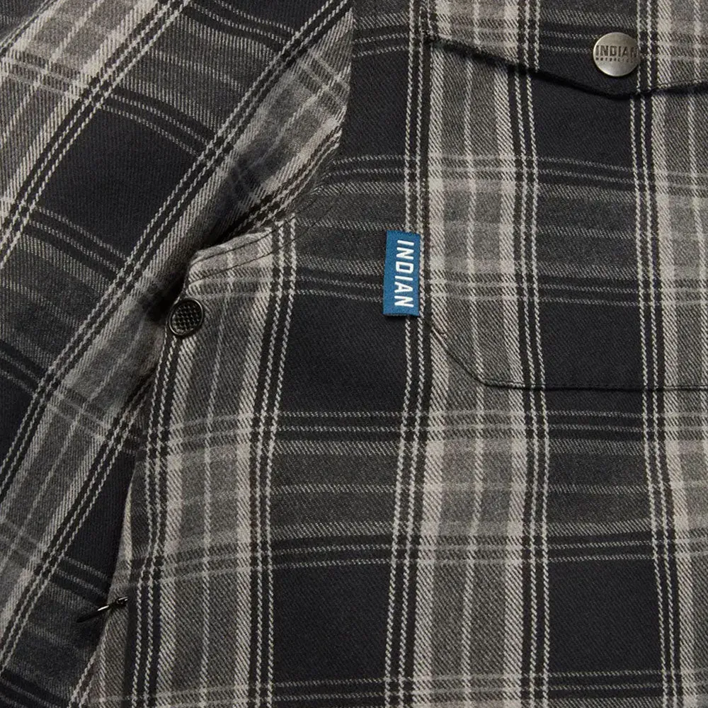 Indian Motorcycle  Mens Canyon Plaid Shirt Soft Durable Comfortable Cotton Black