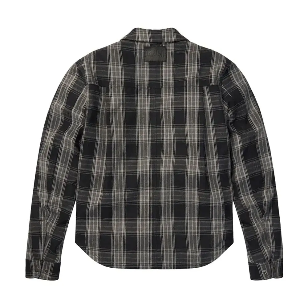 Indian Motorcycle  Mens Canyon Plaid Shirt Soft Durable Comfortable Cotton Black
