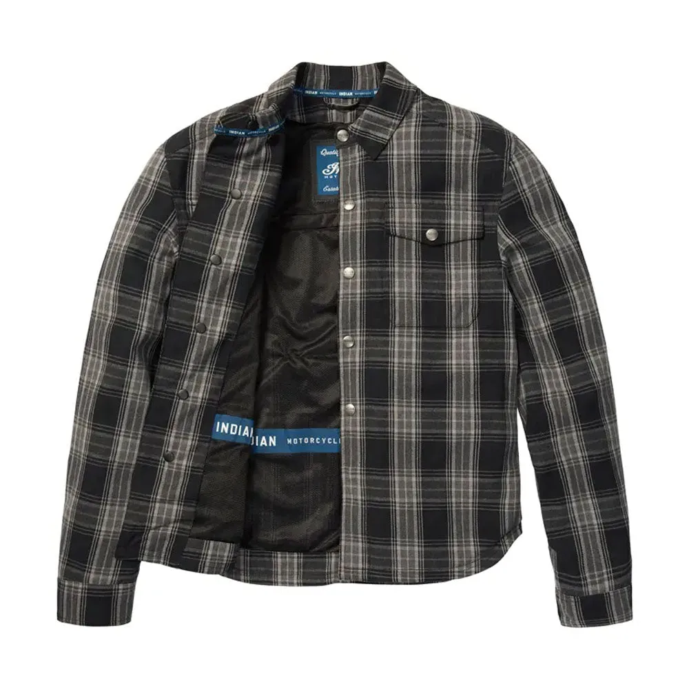 Indian Motorcycle  Mens Canyon Plaid Shirt Soft Durable Comfortable Cotton Black