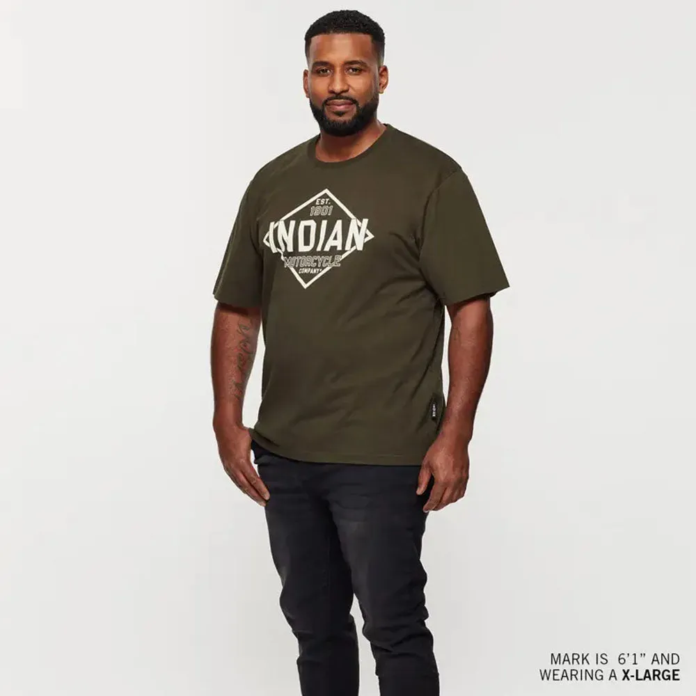 Indian Motorcycle  Polaris Mens Rhombus T-Shirt Tee Soft Lightweight Comfortable Green