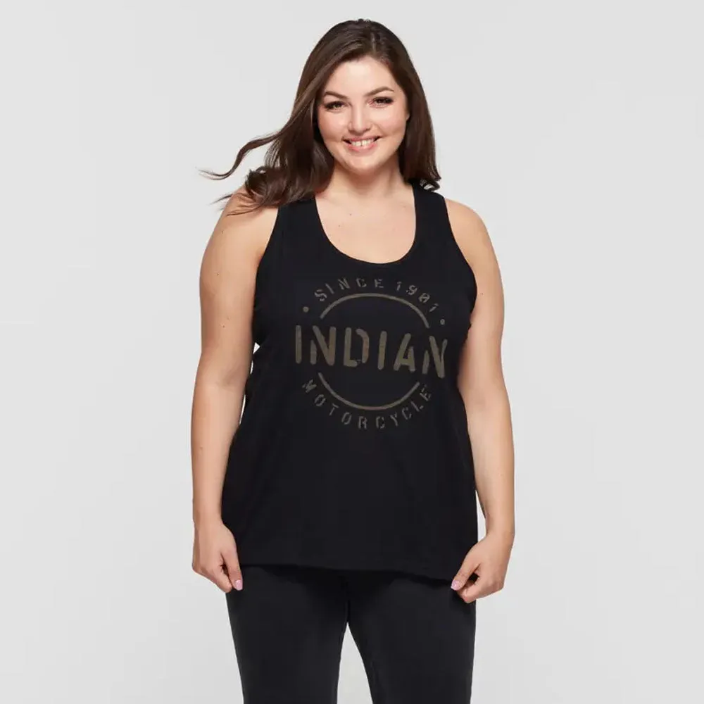Indian Motorcycle  Polaris Womens Stencil Block Icon Tank Casual Light Comfortable Summer