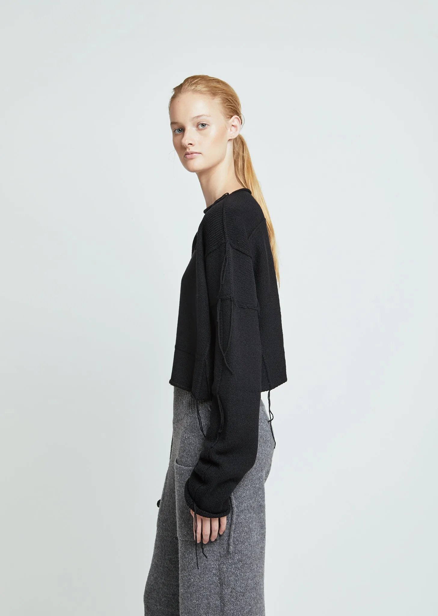 Knitted Patch Wool Sweater