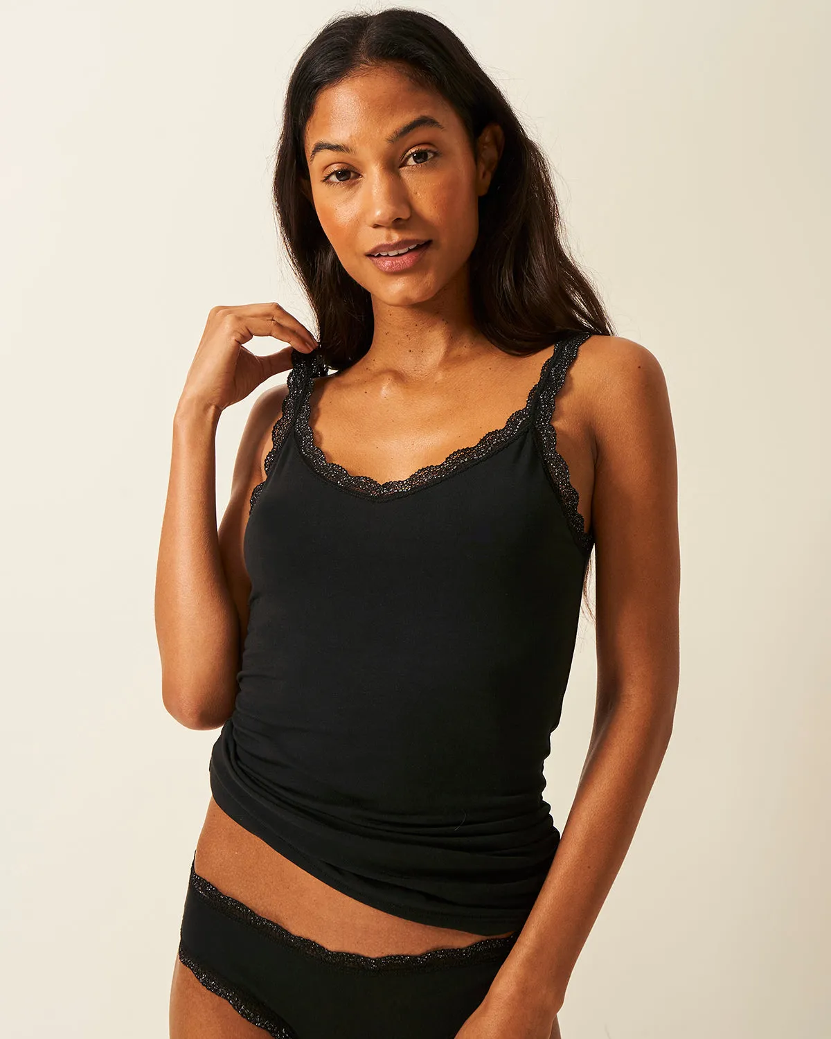 Lace Cami - Black Sparkle Lace