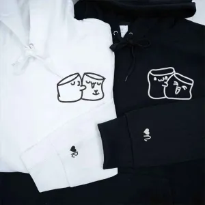 Marshmallow Love Couple Sweatshirts - Custom Embroidered Matching Hoodies For Couples