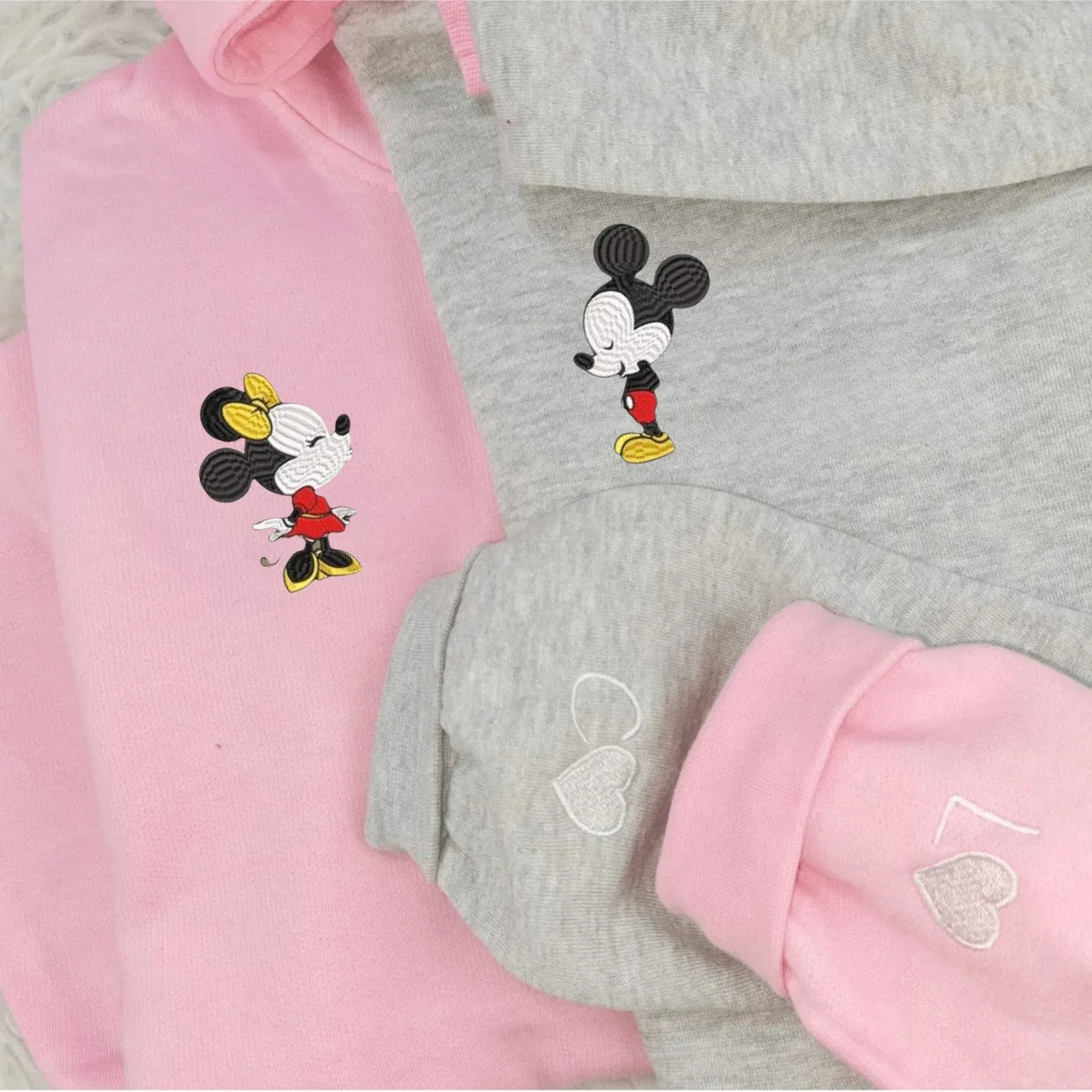 Matching Couple Hoodies -  Cartoon Mouse Embroidered Sweatshirts For Couples