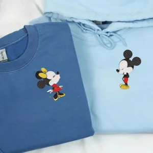 Matching Couple Hoodies -  Cartoon Mouse Embroidered Sweatshirts For Couples