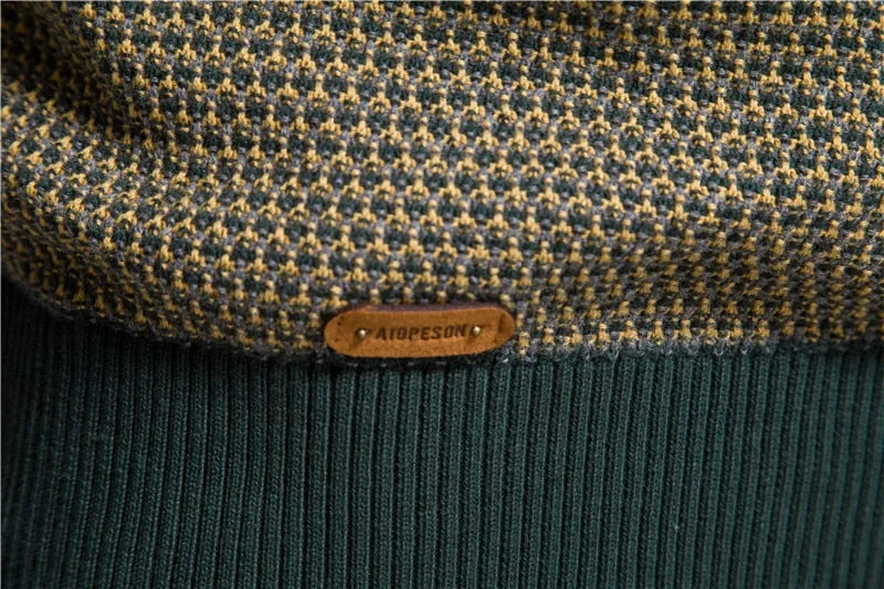 Men Spliced Cotton Knitted Sweater