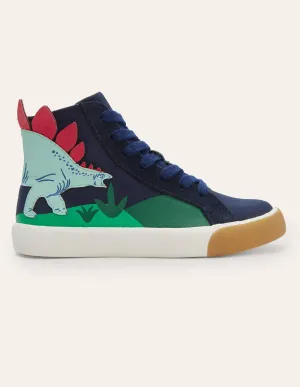 Novelty High Tops-College Navy Dinosaur