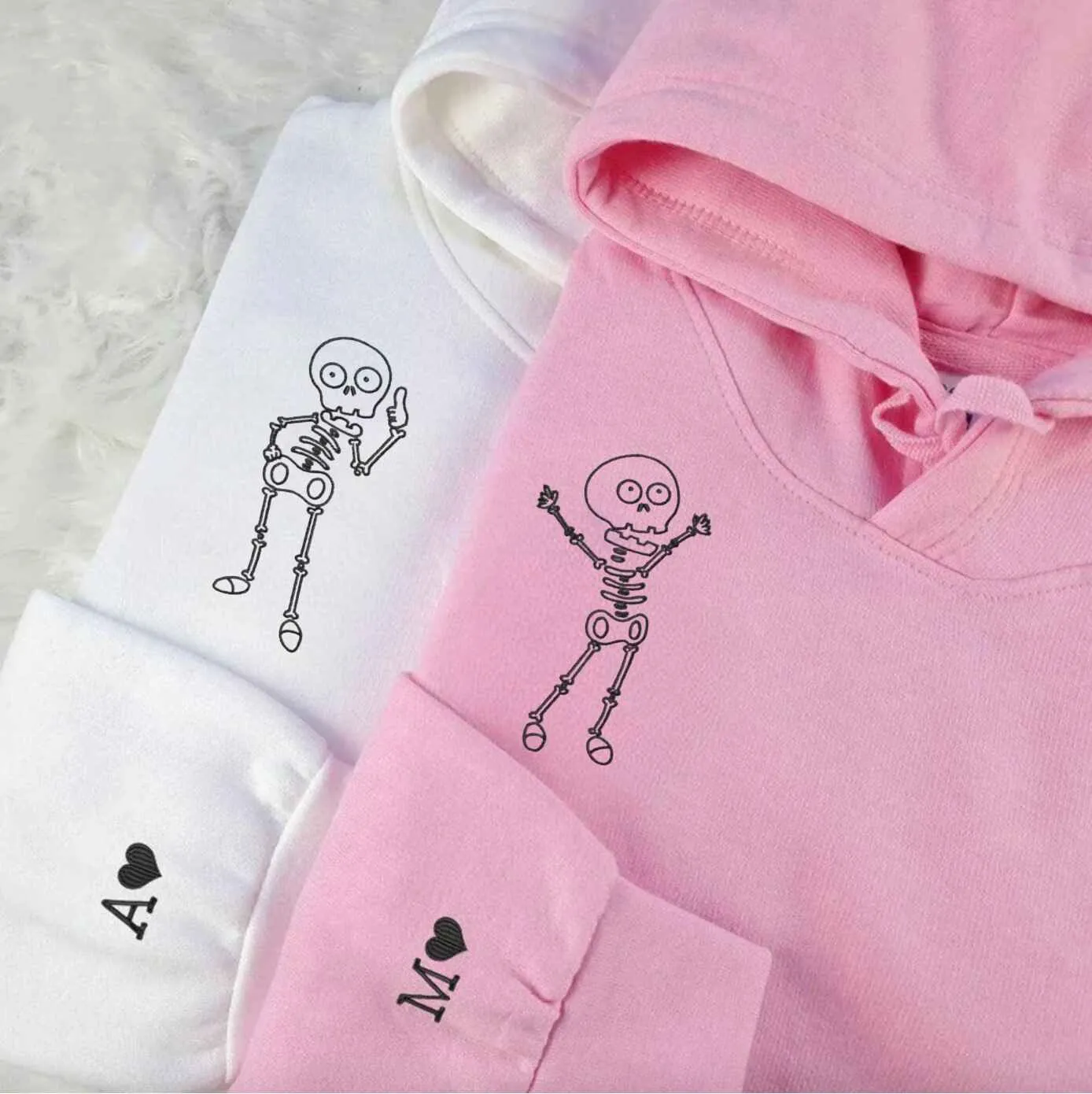 Playful Skeleton Couple Hoodies – Fun Custom Gifts for Halloween Season