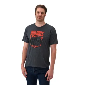 Polaris  Gray Mens Edge Graphic T-Shirt w RZR Logo Short Sleeve Soft Comfortable