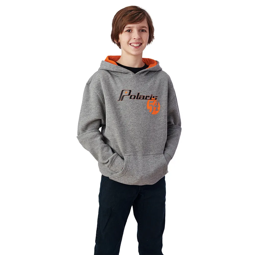 Polaris  Gray Orange Youth Retro Pullover Hoodie Soft Comfy Classic Logo