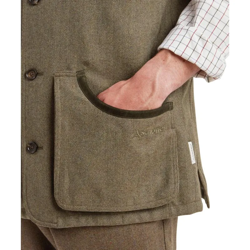 Schoffel Ptarmigan II Mens Tweed Waistcoat - Loden Green Herringbone Tweed