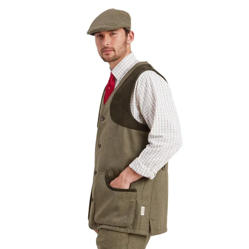 Schoffel Ptarmigan II Mens Tweed Waistcoat - Loden Green Herringbone Tweed