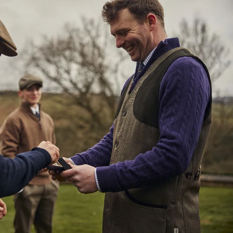 Schoffel Ptarmigan II Mens Tweed Waistcoat - Loden Green Herringbone Tweed