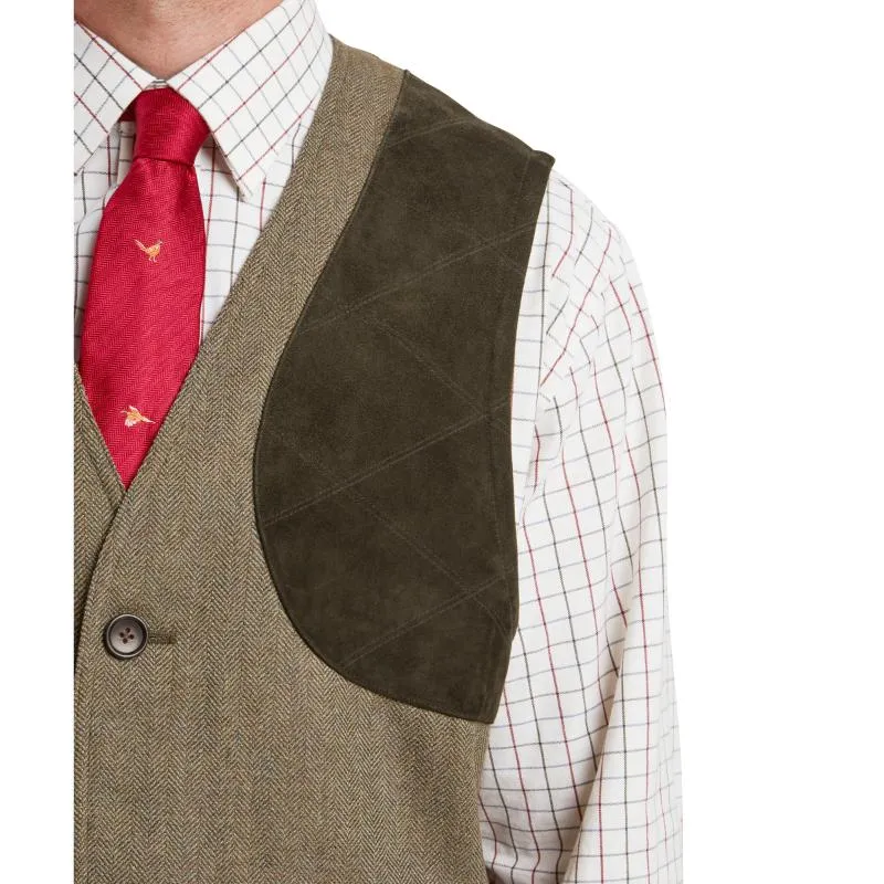 Schoffel Ptarmigan II Mens Tweed Waistcoat - Loden Green Herringbone Tweed