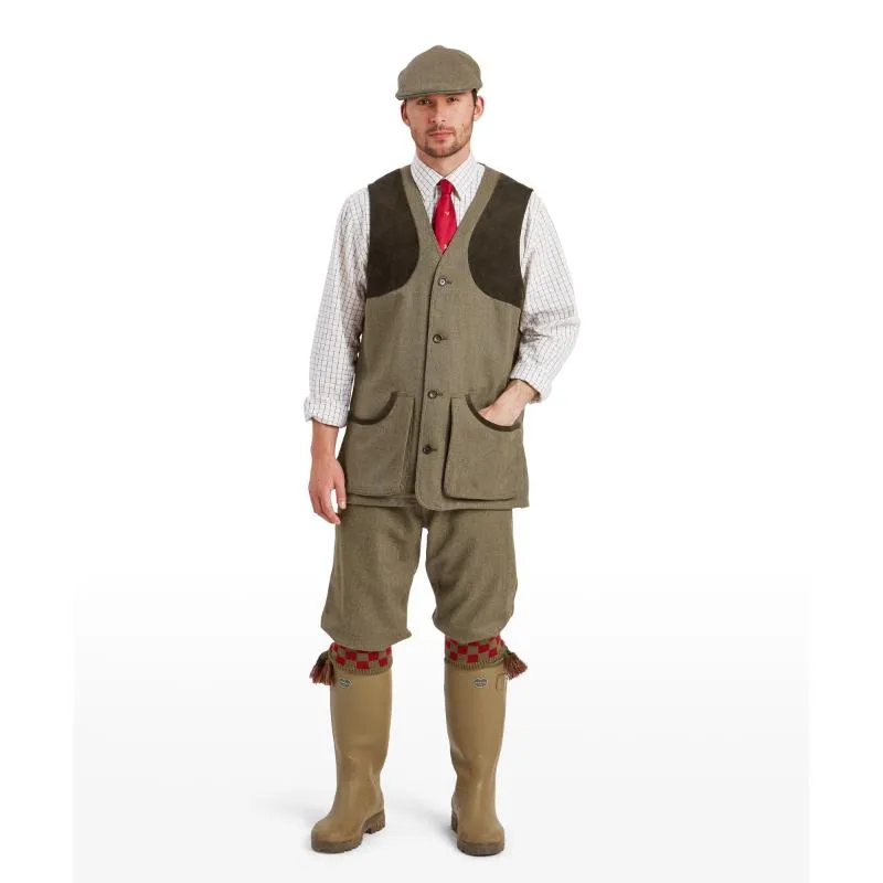 Schoffel Ptarmigan II Mens Tweed Waistcoat - Loden Green Herringbone Tweed
