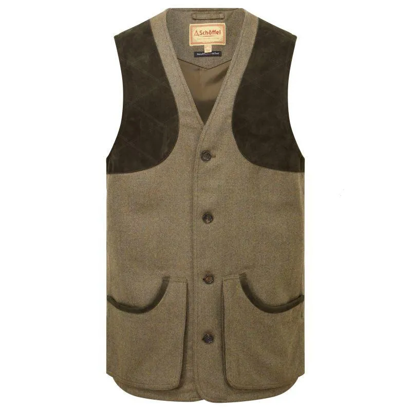 Schoffel Ptarmigan II Mens Tweed Waistcoat - Loden Green Herringbone Tweed