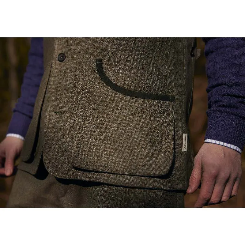 Schoffel Ptarmigan II Mens Tweed Waistcoat - Loden Green Herringbone Tweed