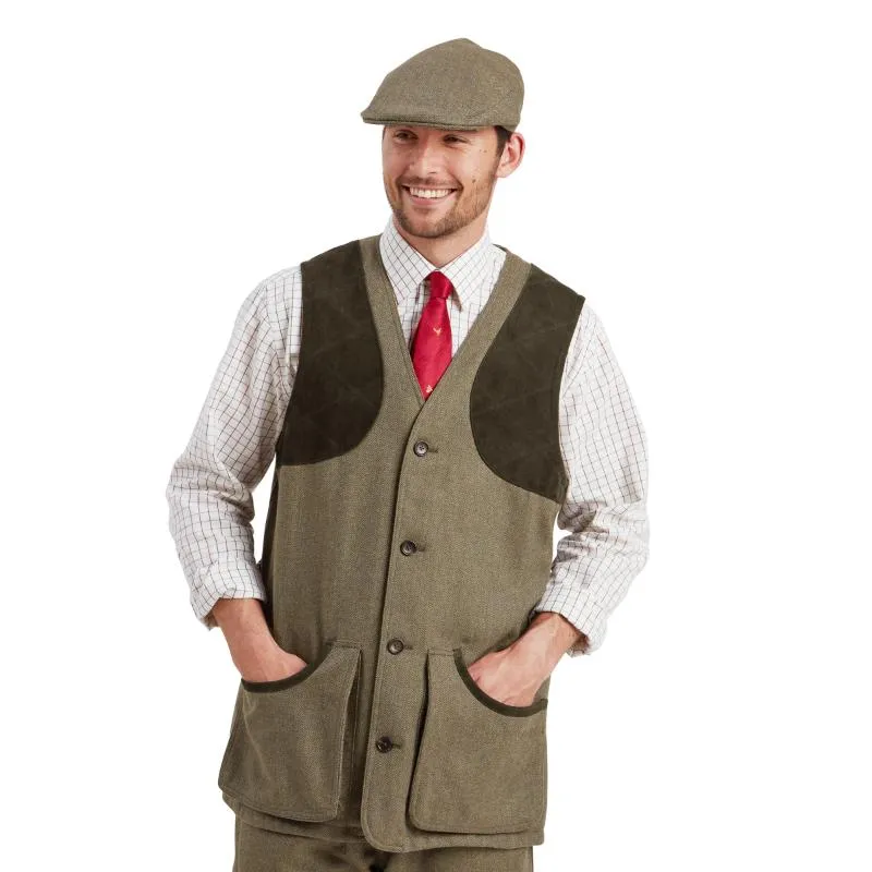 Schoffel Ptarmigan II Mens Tweed Waistcoat - Loden Green Herringbone Tweed