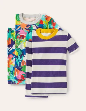Snug Twin Pack Short Pyjamas-Multi Rainbow Reef