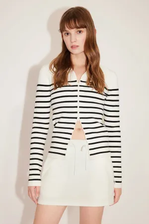 Soft Elastic Slim Zippered Stand Collar Woolen Jacket