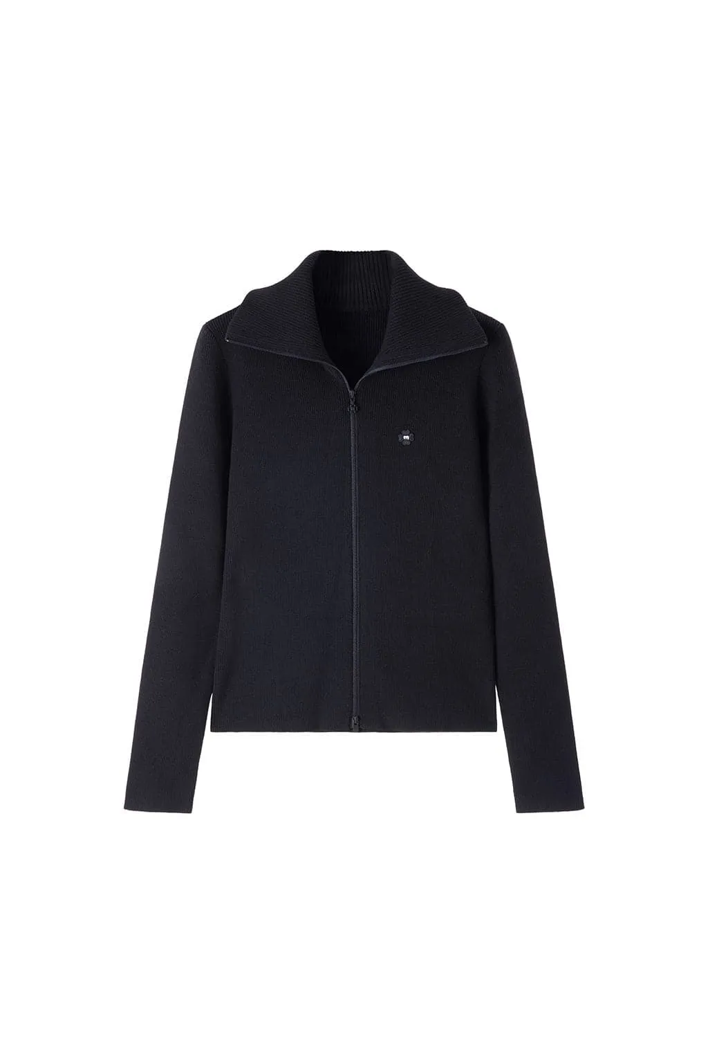 Soft Elastic Slim Zippered Stand Collar Woolen Jacket