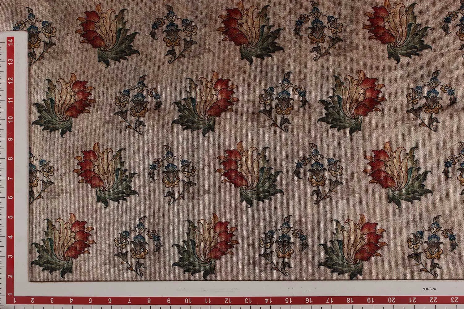 Tan, Cream Traditional Printed Matty Fabric