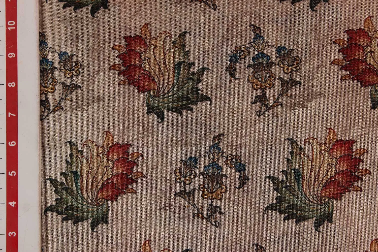 Tan, Cream Traditional Printed Matty Fabric